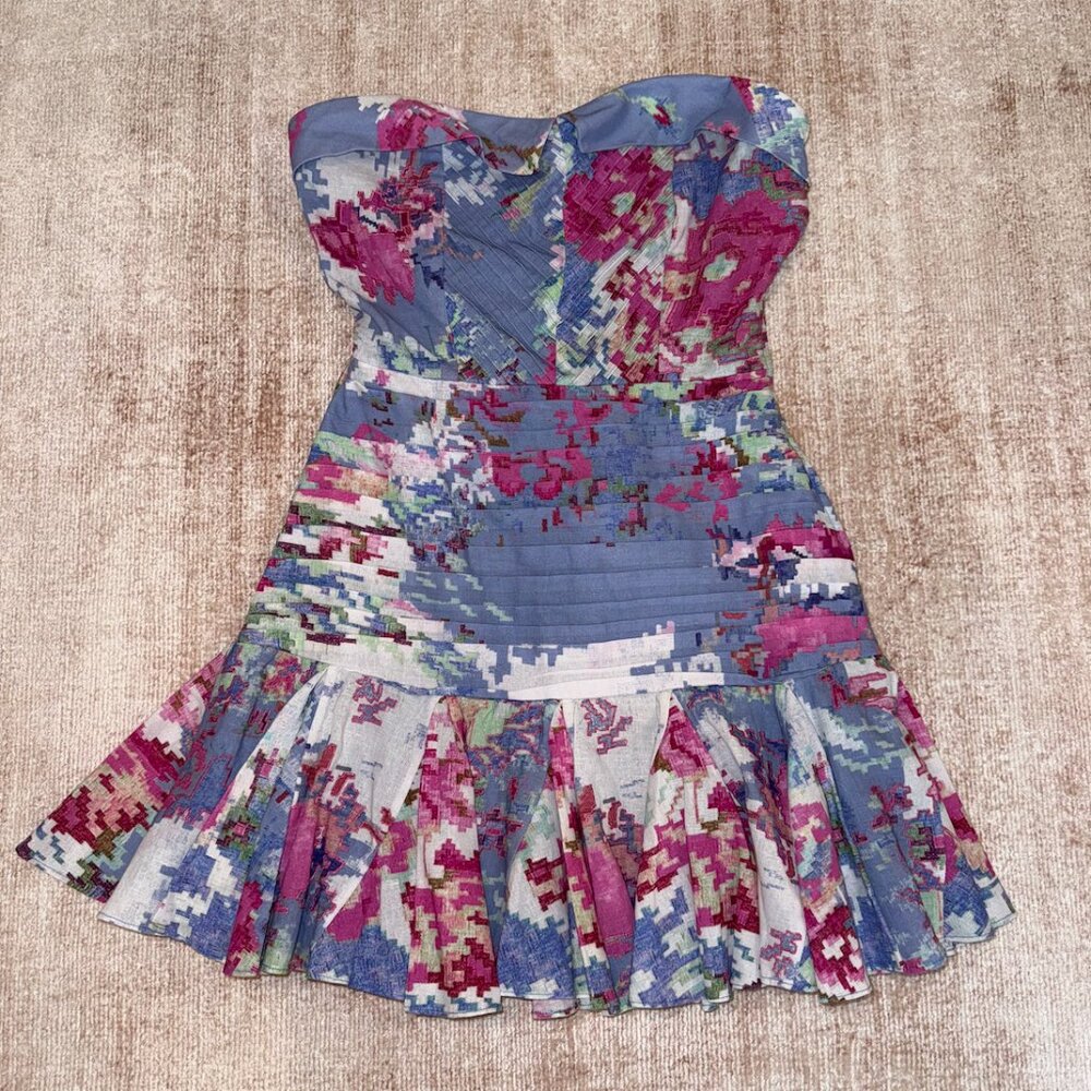 Hemant & Nandita Strapless Printed Mini Dress Siz… - image 1